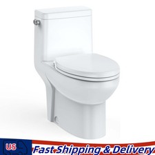 One-piece Toilet Single Flush Elongated 1-Piece 1.28 GPF White