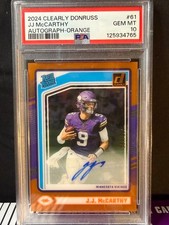 2024 CLEARLY DONRUSS AUTOGRAPH ORANGE #61 JJ MCCARTHY ROOKIE RC /199 PSA 10