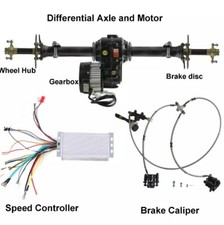 40" Rear Axle Kit 48V1000W Brushless Motor Differential Brake For Golfcart Trike