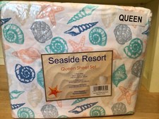 Seaside Resorts SeaShells QUEEN Sheet Set