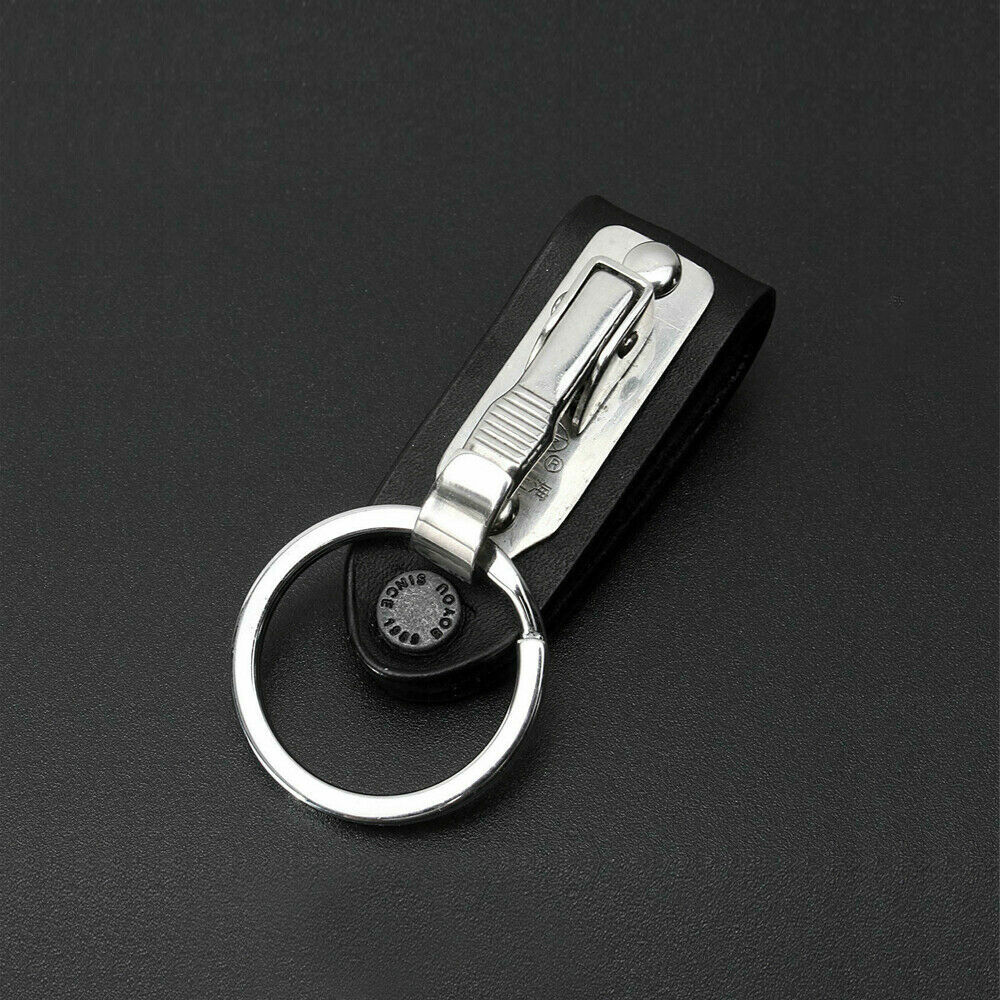 Quick Release Belt Clip Ring Holder Detachable Stainless Steel Leather