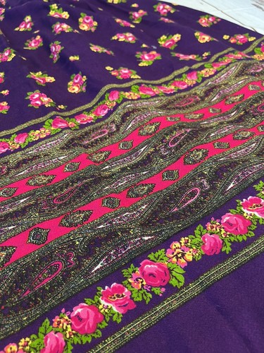 Vintage Purple & Pink Wrap Maxi Skirt Floral Schwartz Liebman Textile Size Small - Picture 3 of 10