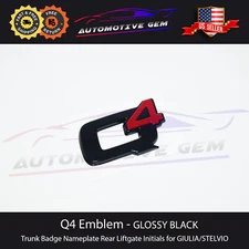 Q4 Emblem GLOSS BLACK Logo Rear Trunk Lid Letter Badge Sticker for Alfa Romeo