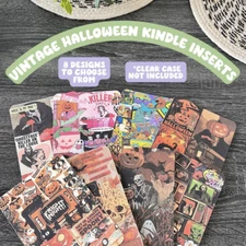 Vintage Halloween E-Reader Insert for Clear Case Covers - Decorative, Spooky