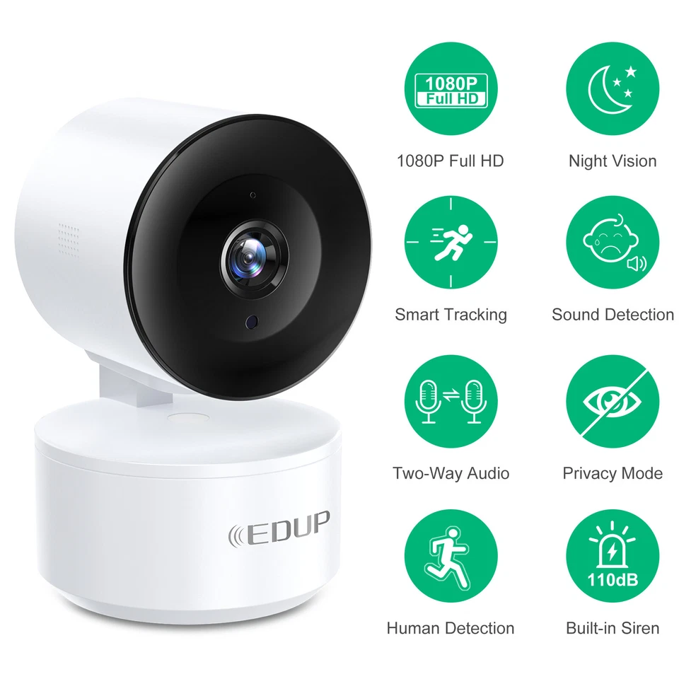 WiFi Security IP Camera Indoor 1080P Pan Tilt Night Vision Audio Mobile Remote - Image 2 of 4