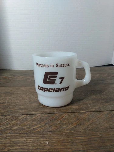 Vintage Galaxy White Milk Glass Coffee Cup Mug ~ Copeland~ Sidney Ohio~ G1