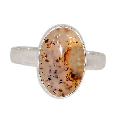 Natural Montana Agate From The Yellowstone River 925 Silver Ring s.7 ALLR-28839