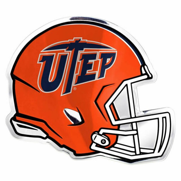 Texas El Paso Miners UTEP Helmet Color Chrome Metal Auto Emblem