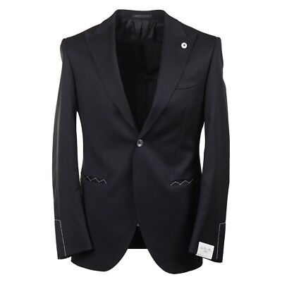 Luigi Bianchi Sartoria Black Peak Lapel Wool Blazer 38R (Eu 48) Sport Coat  | eBay