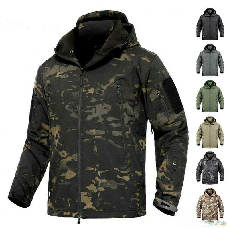 Mens Camouflage Soft Shell Jacket Coats 