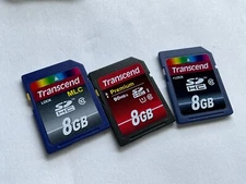 Lot of 3pcs 8gb Transcend SDHC  Memory Card for SDHC Nikon canon cameras