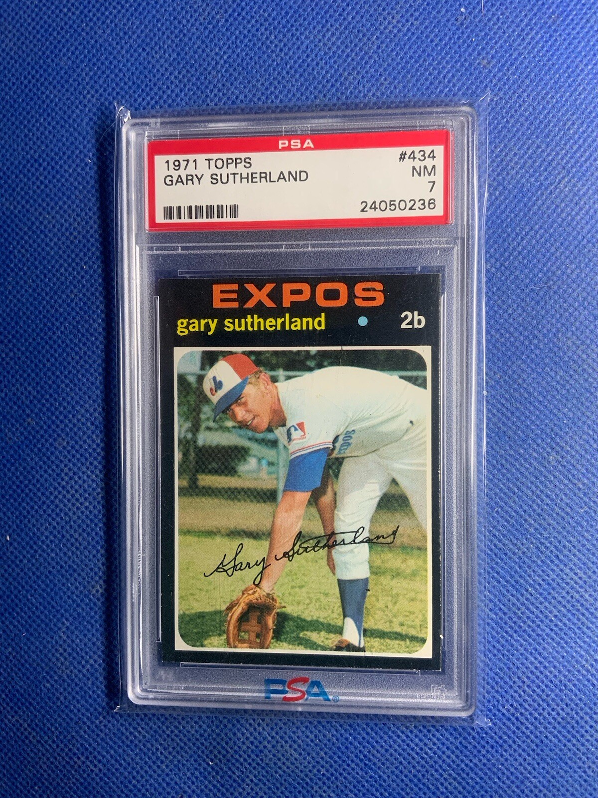 1971 Topps #434 Gary Sutherland Montreal Expos NM PSA 7 Graded Baseball Card