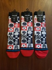 Lot of 3 NWT Kids STANCE Smiley Face Wade Collection Crew Socks size large 3-5.5