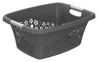 Rotho Flowers WäSchekorb WäSchebox WäSchesammler Kunststoff Anthrazit 25 Liter
