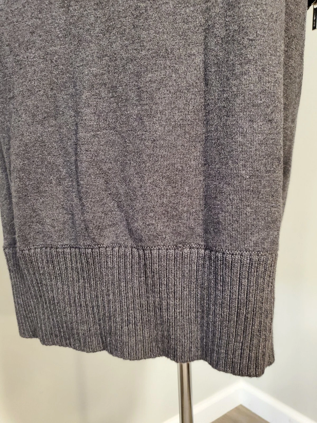 Abito maglione Michael Kors grigio antracite maniche 3 4 taglia XL polsini zip nuovo con etichette