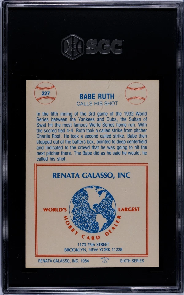 1984 TCMA Renata Galasso Babe Ruth SGC 8 - Image 2 of 2