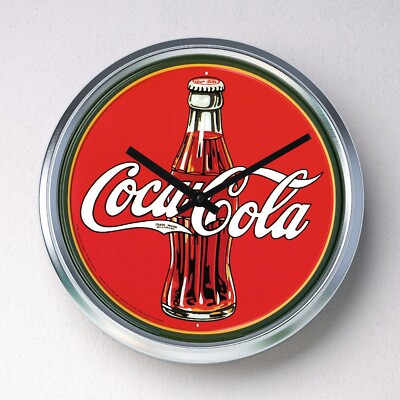 COCA COLA Wanduhr Edelstahl lautlos Quarzwerk Mann Höhle Schuppen Getränk