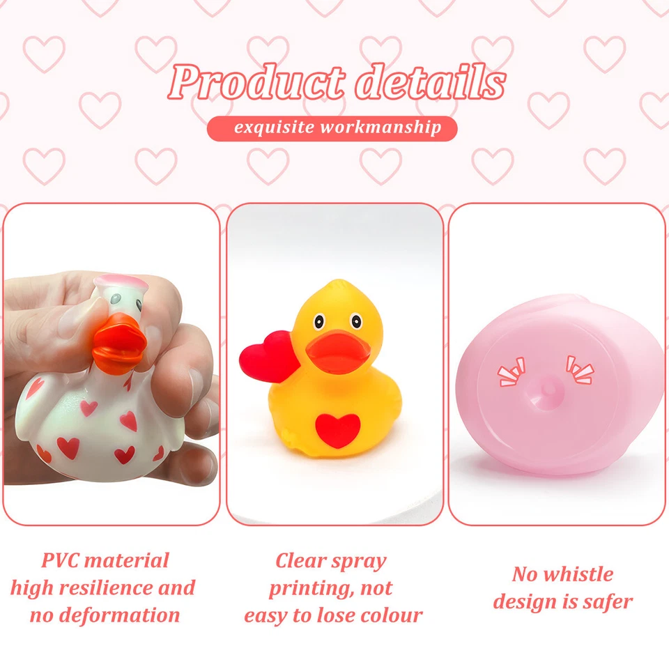 24Pcs Rubber Ducks Valentines Theme Rubber Ducks in Bulk Valentines Kids Gifts - Image 3 of 4