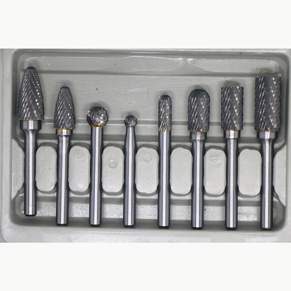 8Pc. Double Cut Carbide Rotary Burr Set 1/4" Shank File Power Tools Double Cut - Image 2 of 3