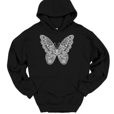 Butterfly Mandala Hooded Sweatshirt Beautiful Pattern Graphic Hoodie