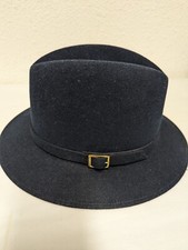 VINTAGE STETSON MALLORY HAT FEDORA 7 1/8 GOOD COND DARK NAVY
