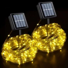 2PACK Outdoor Christmas Crystal Rope Solar LED Twinkle Fairy String Light Garden
