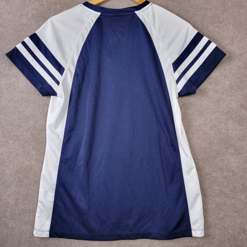 MAJESTIC New England Patriots Top Women's Large NFL Blue Sparkle Football Fan - Picture 2 of 10