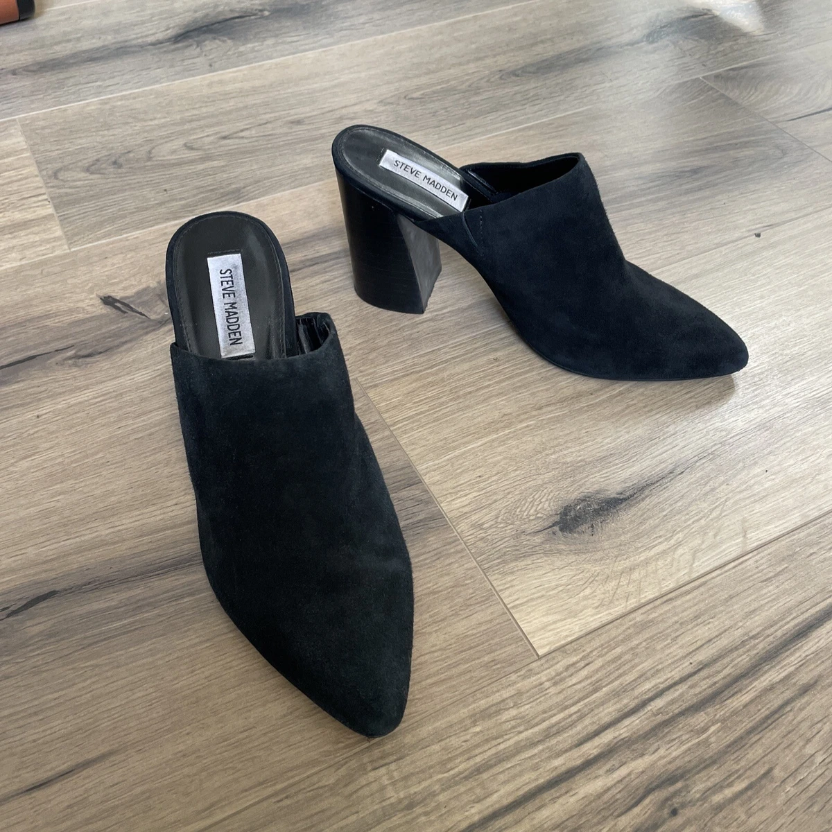 STEVE MADDEN Size 9 Nevada Suede Heel Mules Heel Slip On Shoes EUC
