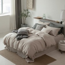 Nature Flax Bedding Set 4pcs Pure Linen Duvet Cover Flat Sheet 2 Pillowcases Set