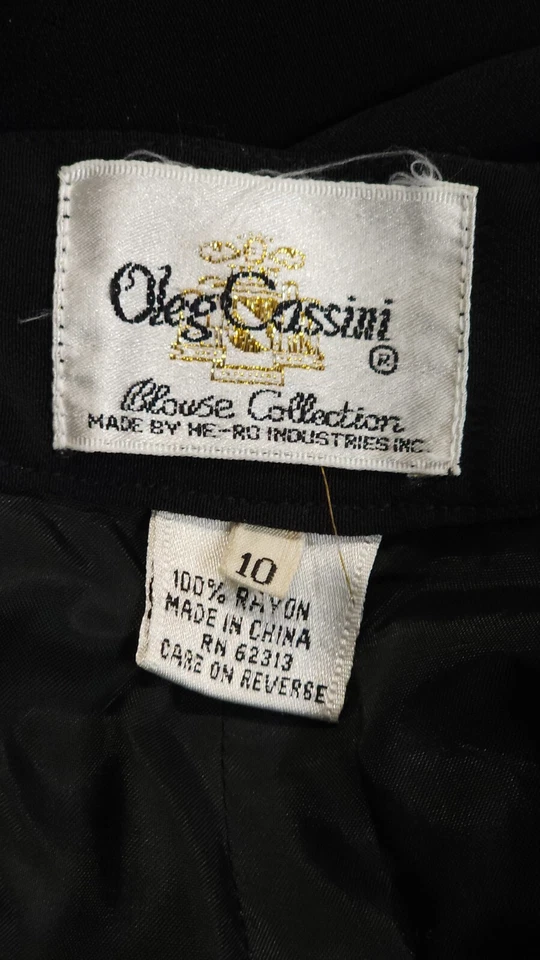 PANTALONES DE VESTIR OLEG CASSINI Mujer 100% Rayón PLISADOS DELANTEROS NEGROS Talla 10 Foto 3 de 4