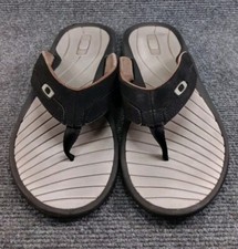 Oakley Flip Flops Men Sz 12 Black Gray Comfort Thong Slip On Sandals 10098-001
