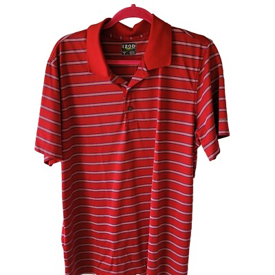 IZOD Golf Polo Shirt Men s XL Red Striped Short Sleeve Performance