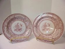 SPODE TWO PATES FLORAL PINK THE SPODE ARCHIVE COLLECTION 10"