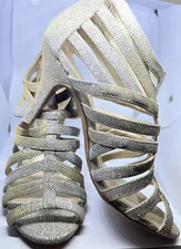 Coach and Four Gold/Silver Shimmer Gladiator Sandals Size 6