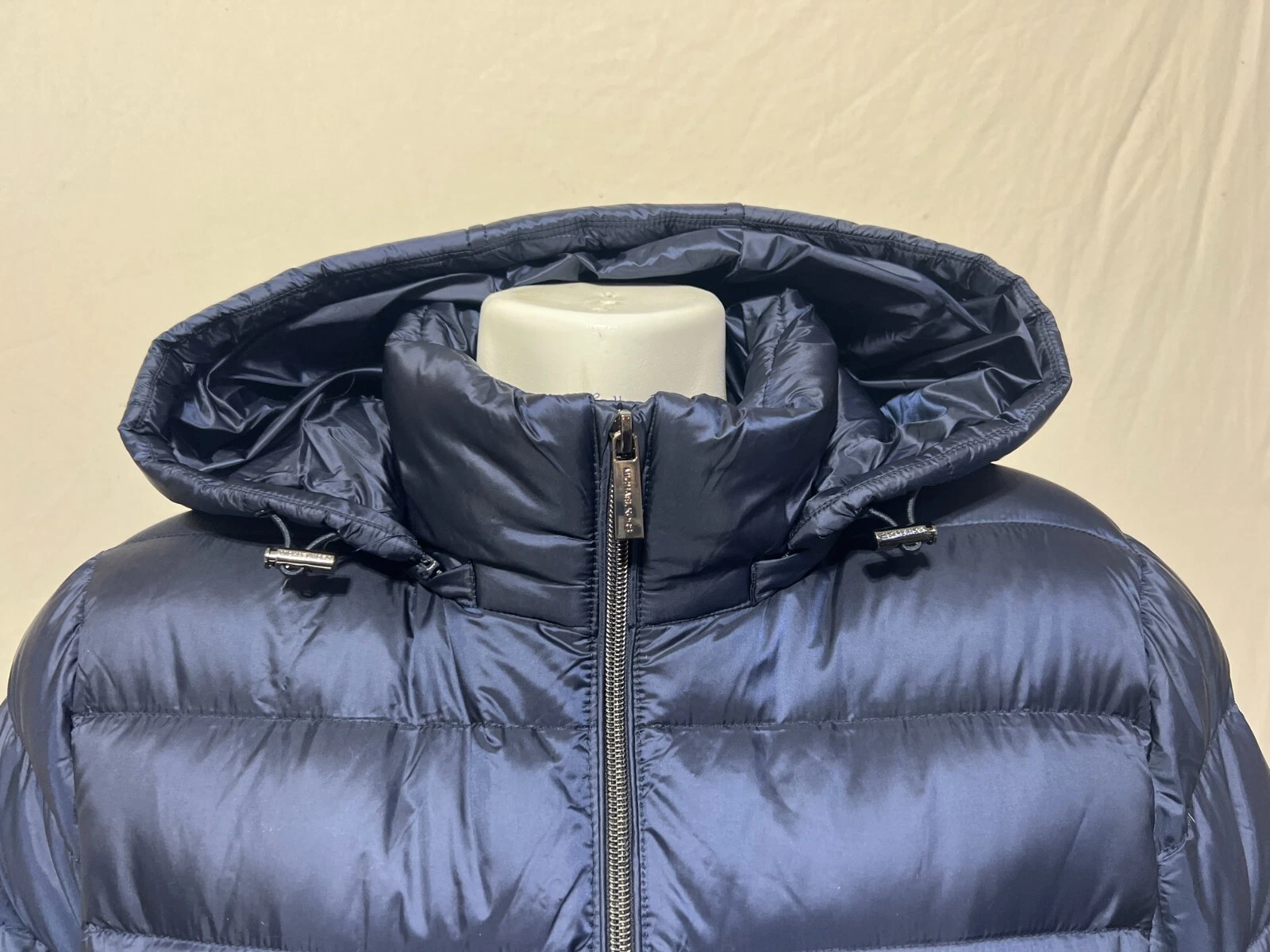 Cappotto giacca Michael Kors donna blu puffer XL piumino cappuccio confezionabile nuovo con etichetta