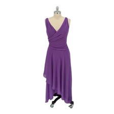 11489 Lauren Ralph Lauren V Neck Asymmetrical Dress Purple Size 8 evening weddin