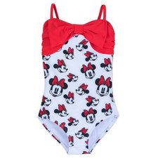 NWT Disney Store Minnie Mouse Swimsuit Girls 1 pc UPF 50 Minnie Mouse Allover