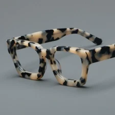 Acetate Thick Square Eyeglasses Frames Reading Glasses Men Women Recessed Blue