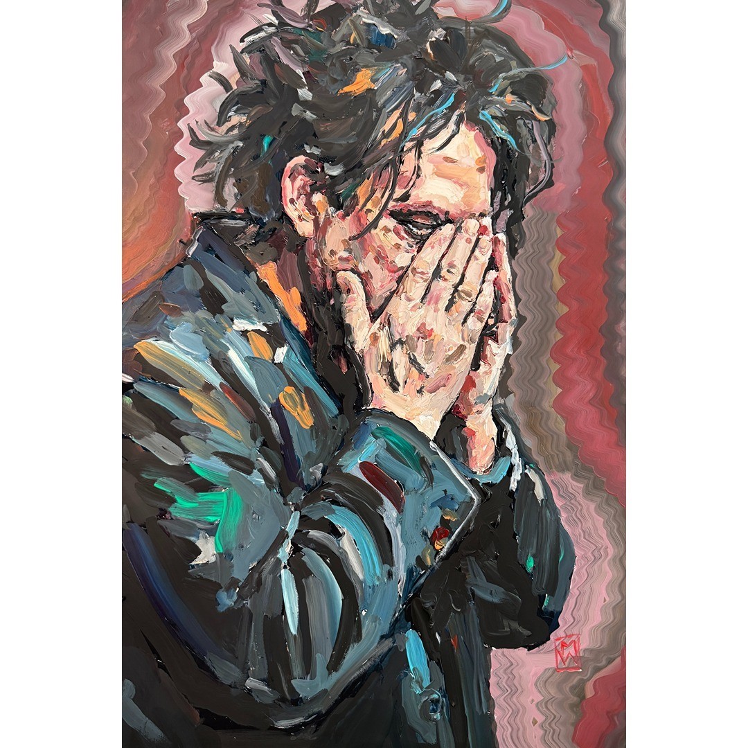 ORIGINAL Impasto Portrait Robert Smith The Cure Music Acrylic Painting Art 19"
