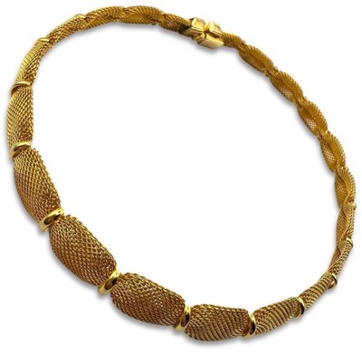 Vintage 60 s Gold Tone Mesh Choker Necklace Modernist