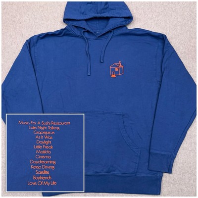 Harry Styles Music For a Sushi Restaurant Hoodie Adult Large Blue Pullover 2022