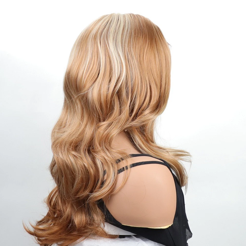 Парики женские длинные волнистые золотистые светлые с подсветкой кружевные передняя часть синтетические волосы - Изображение 4 из 4