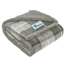 PetAmi Dog Blanket for Small Medium Large - 60 X 40 Inches, Plaid Light Grey
