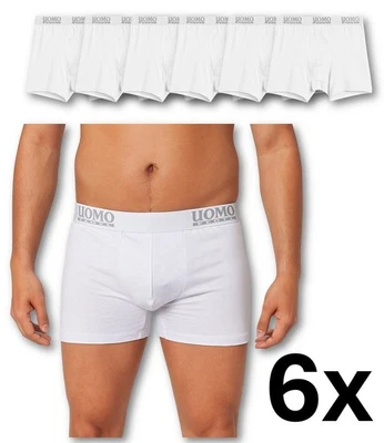 Boxershorts Herren UOMO Sport Unterwäsche aus Baumwolle - 6er Pack - weiß M/L