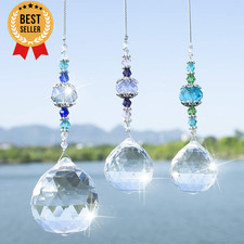 3 Pack Crystal Prism Balls Rainbow Maker Hanging Suncatcher Window Decor