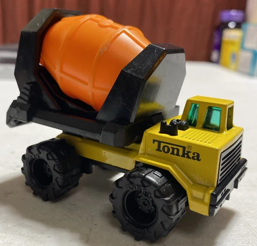 Vintage 1992 Mini Tonka Cement Truck Construction Vehicle Cement Mixer Yellow