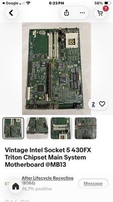 Vintage Computer Motherboard With Vintage Cpu