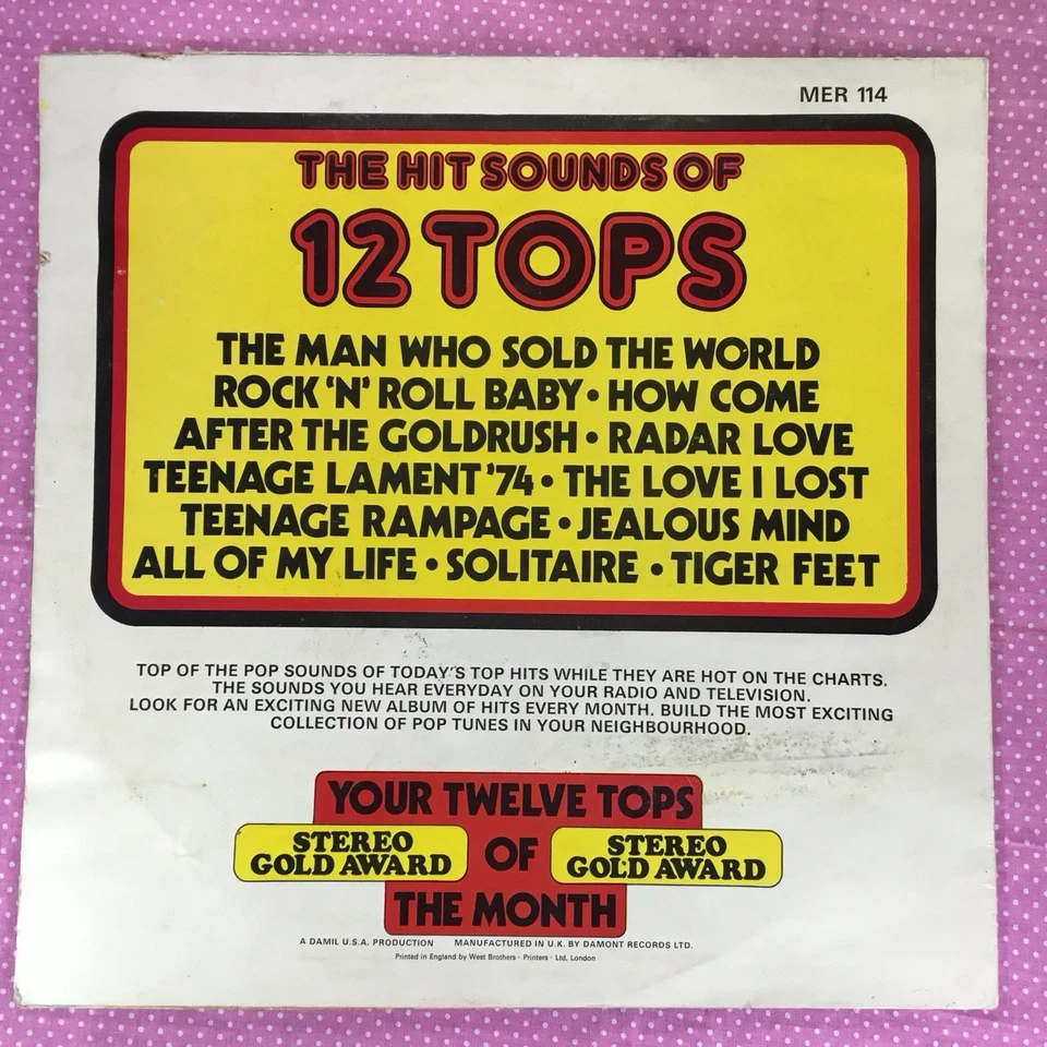 12 Tops: Volume 18 (1973) vinyl LP Stereo Gold Award Records MER 114 1970s Pop - Image 2 of 4