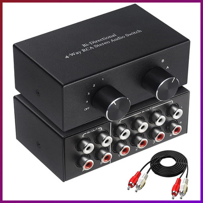 Audio Switch RCA 4x2 Bi-Directional Manuell Stereo Splitter Box für PC