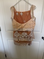 Peach Gold Embroidered Choli Blouse Traditional Indian Clothing